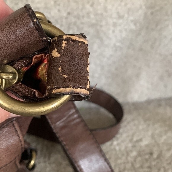 Tignanello Brown Leather Two-Tone Zip Front Crossbody Bag - Picture 6 of 14